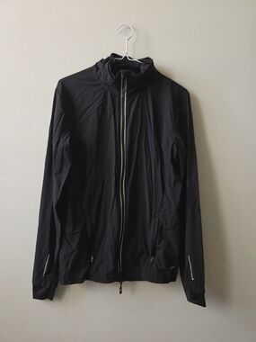 Black Lightweight Windbreaker Jacket with Zip Front Hoody